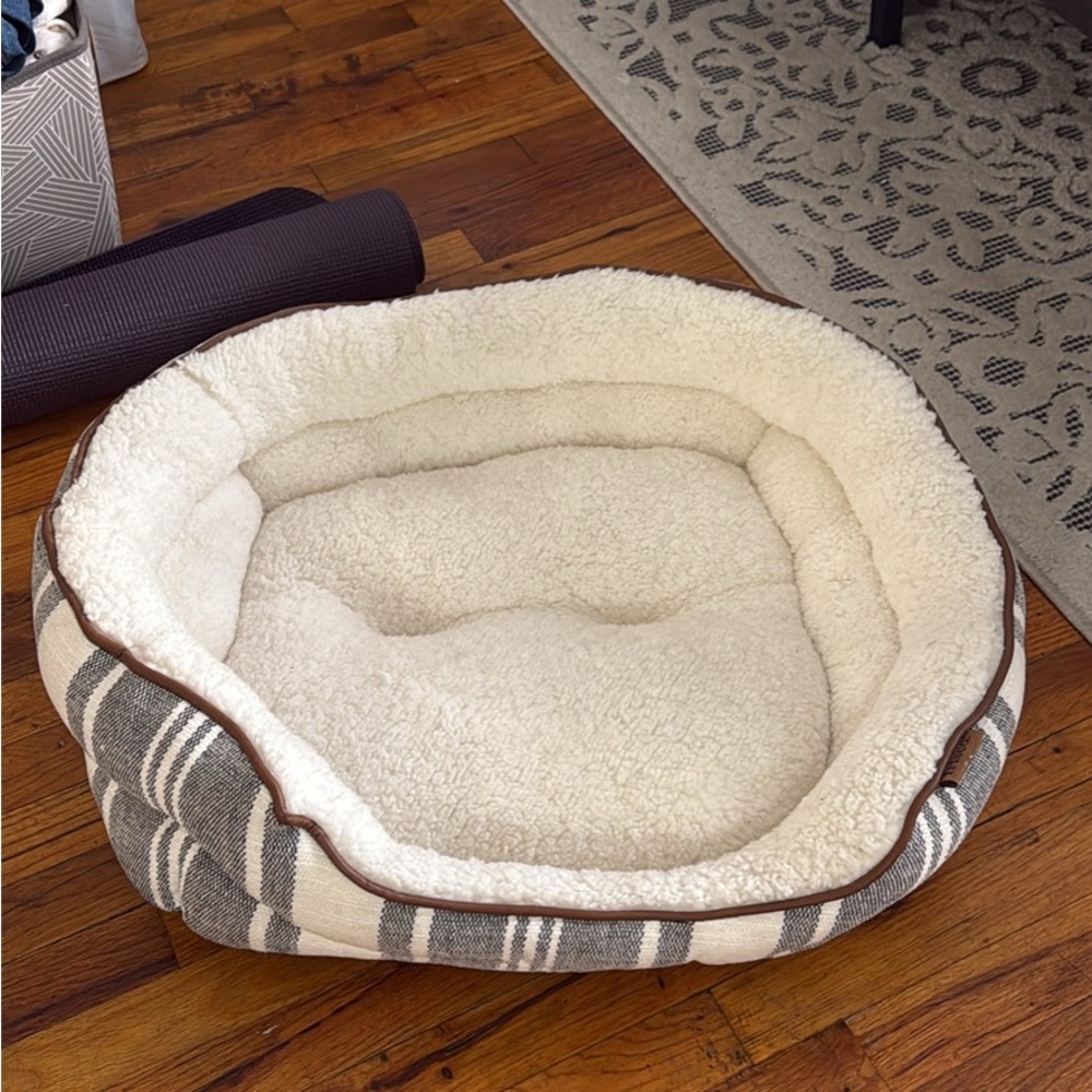Cozy Cream and Gray Dog Bed